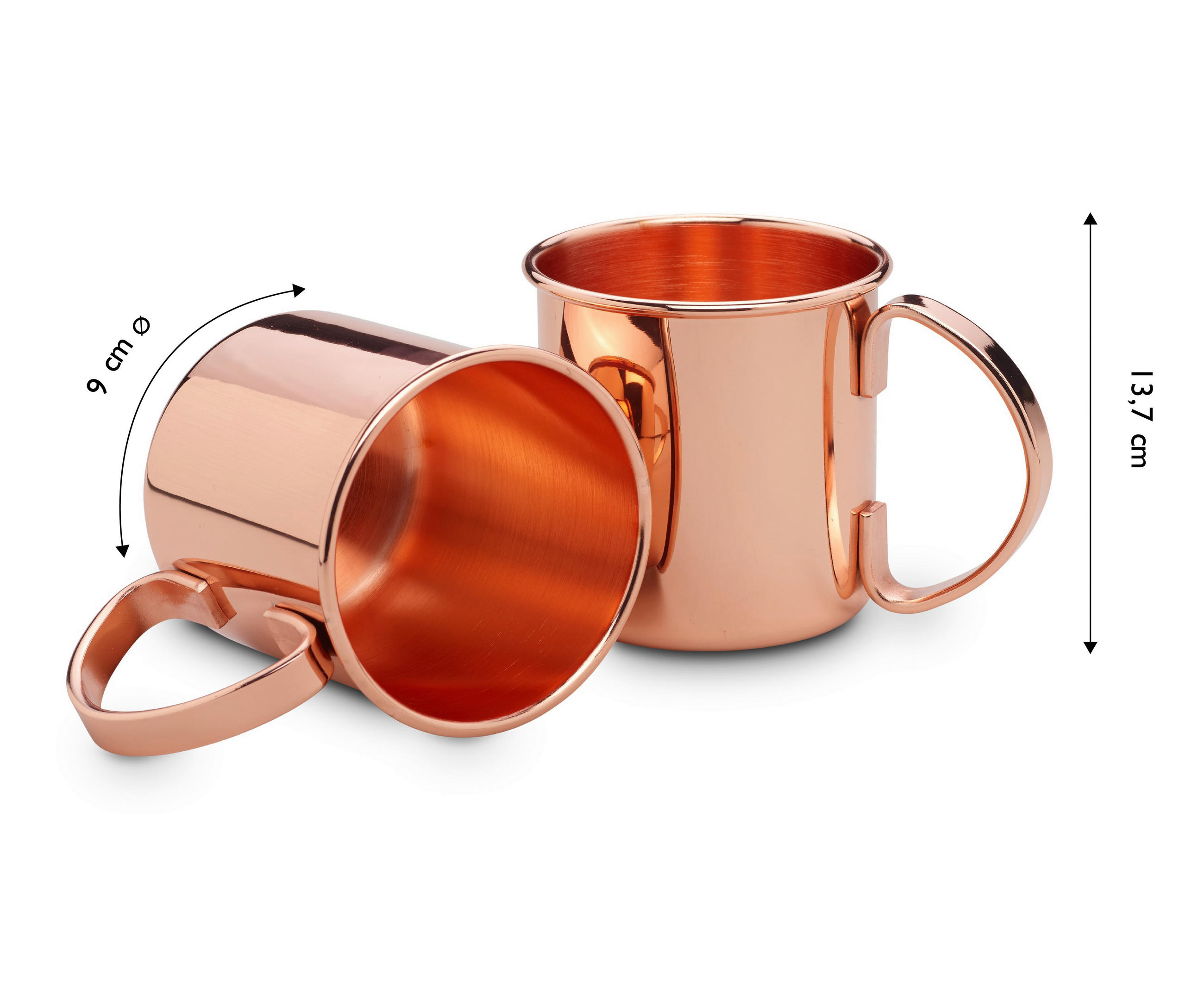 BECHERSET   - Kupferfarben, Design, Metall (9/13,7cm) - Echtwerk