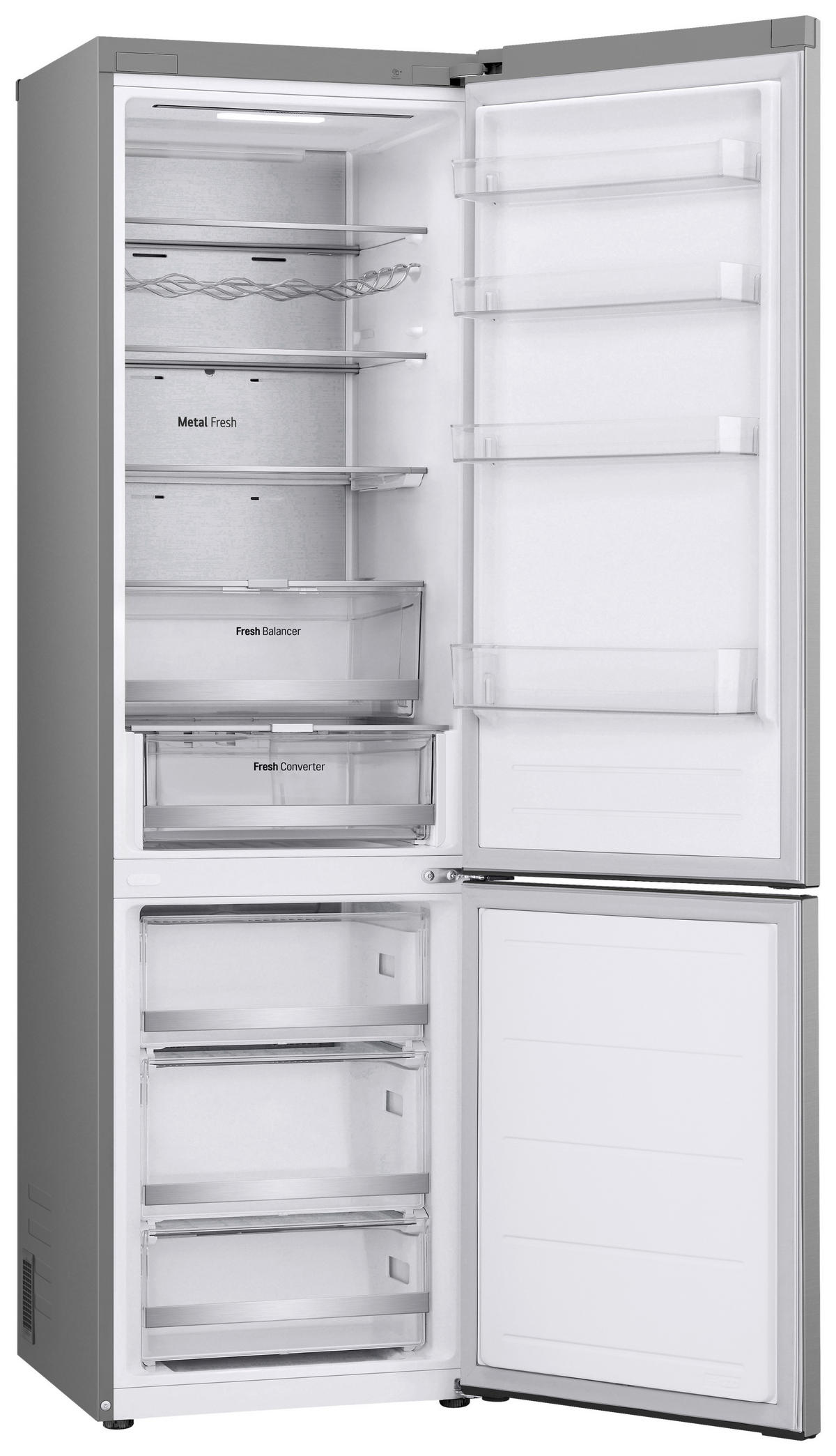 KÜHL-GEFRIER-KOMBINATION 59.5/203/75 cm GBV7270CPY  - Edelstahlfarben, Trend, Glas/Kunststoff (59.5/203/75cm) - LG