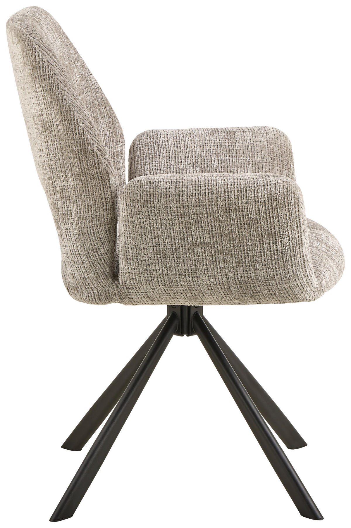 ARMLEHNSTUHL  in Stahl Chenille  - Schwarz/Grau, Design, Textil/Metall (60/85/63cm) - MID.YOU