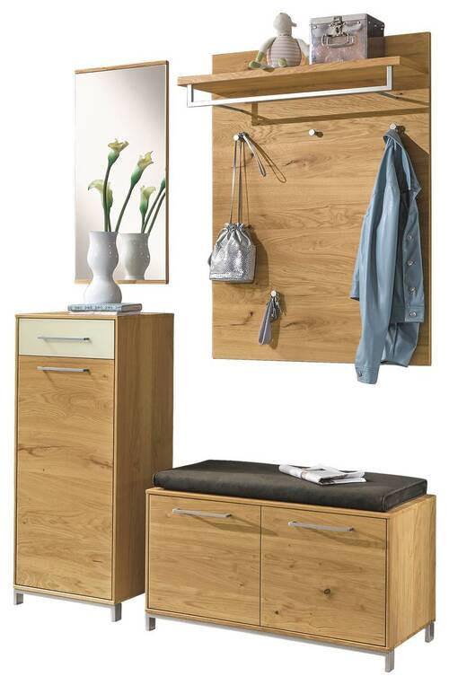 GARDEROBE 5-teilig  in 140/195/40 cm  - Eichefarben/Anthrazit, Design, Glas/Holz (140/195/40cm)