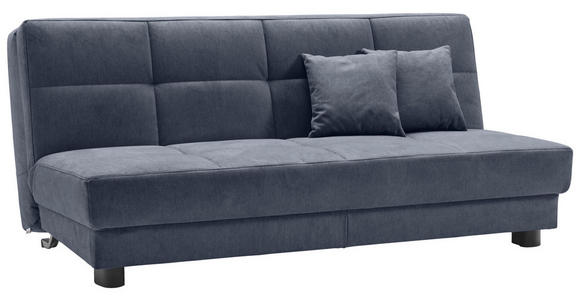 SCHLAFSOFA Mikrovelours Dunkelblau  - Schwarz/Dunkelblau, KONVENTIONELL, Textil/Metall (185/85/100cm) - Carryhome