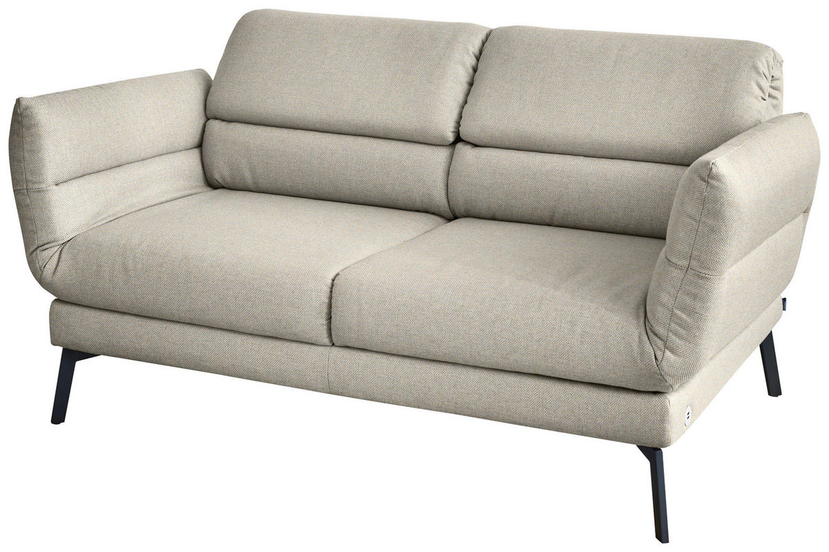 2-SITZER-SOFA Flachgewebe Sandfarben  - Sandfarben/Schwarz, Design, Textil/Metall (178-226/83-113/96-177cm) - Dieter Knoll
