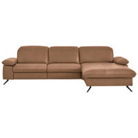 ECKSOFA  Echtleder Hellbraun  - Hellbraun/Schwarz, Design, Leder/Metall (307/169cm) - Beldomo Premium