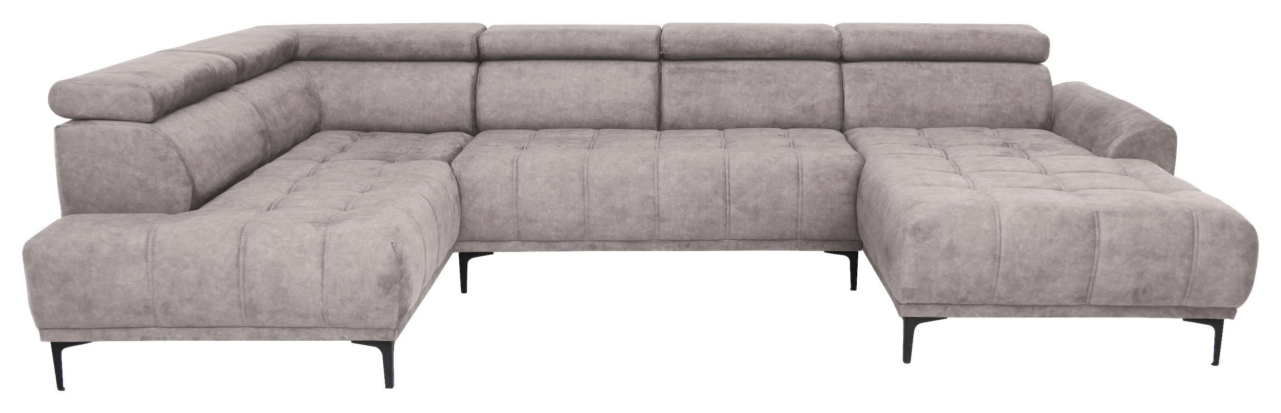 WOHNLANDSCHAFT Velours Beige  - Beige/Schwarz, Design, Textil/Metall (191/340/172cm) - Stylife