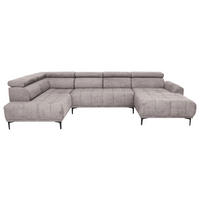 WOHNLANDSCHAFT Velours Beige  - Beige/Schwarz, Design, Textil/Metall (191/340/172cm) - Stylife