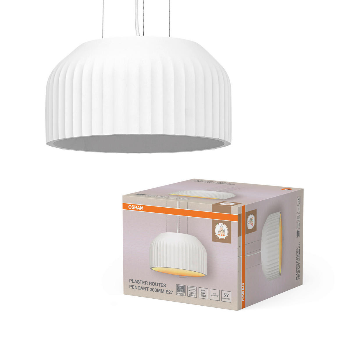 HÄNGELEUCHTE 30/120 cm  - Weiß, Basics, Stein (30/120cm) - Osram