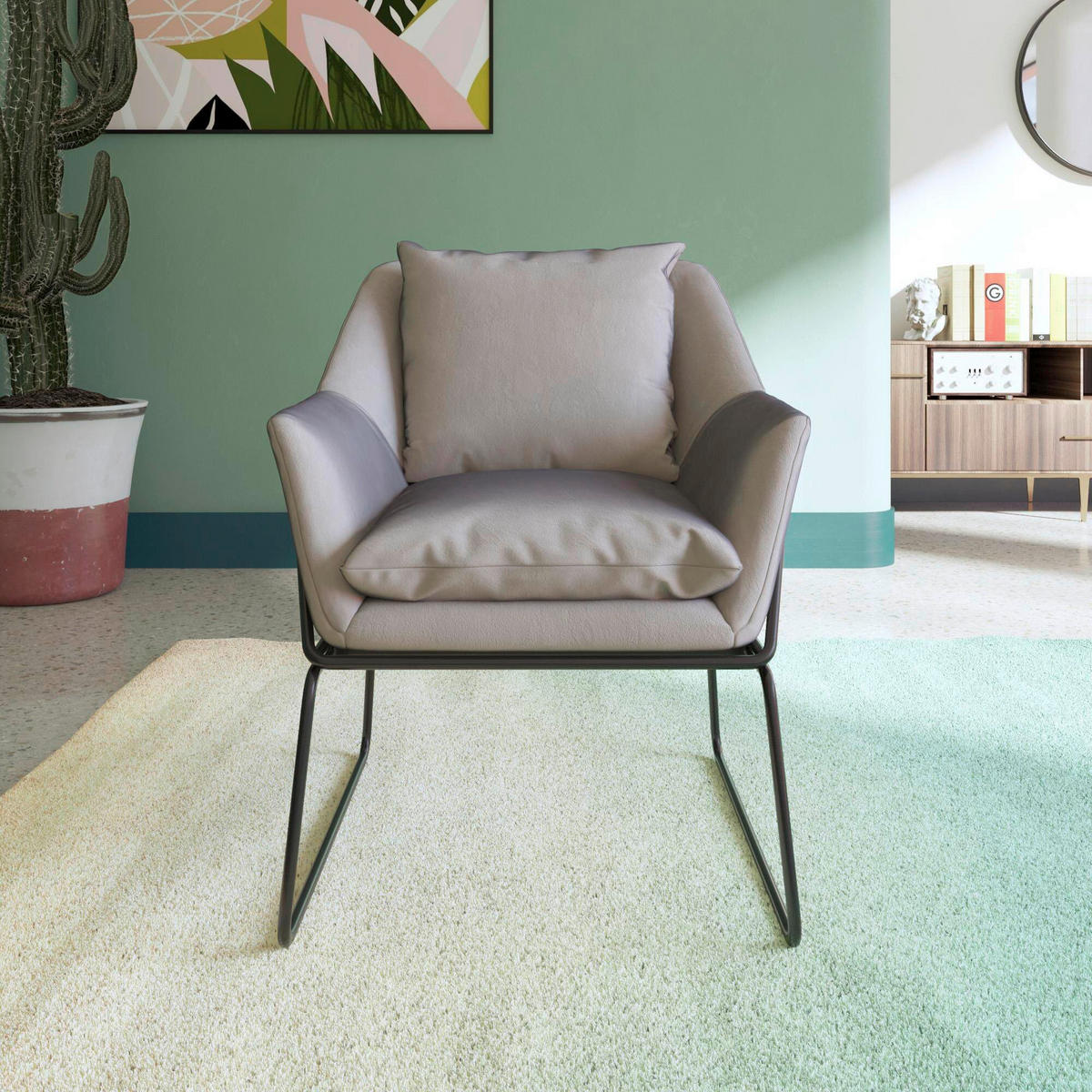 STUHL  in Stahl Velours  - Schwarz/Grau, Design, Textil/Metall (71/81/66cm) - MID.YOU