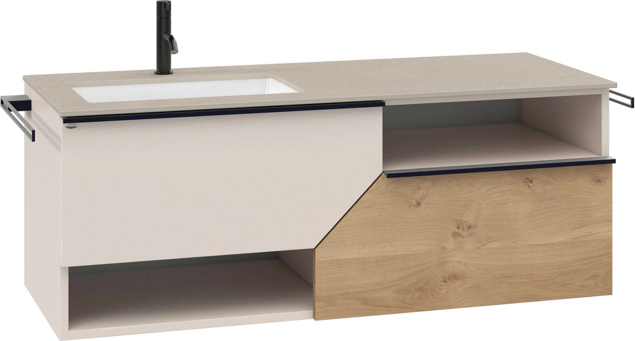 WASCHTISCHKOMBI 128,4 cm  - Taupe/Eichefarben, LIFESTYLE, Holz/Keramik (128,4cm) - Voglauer