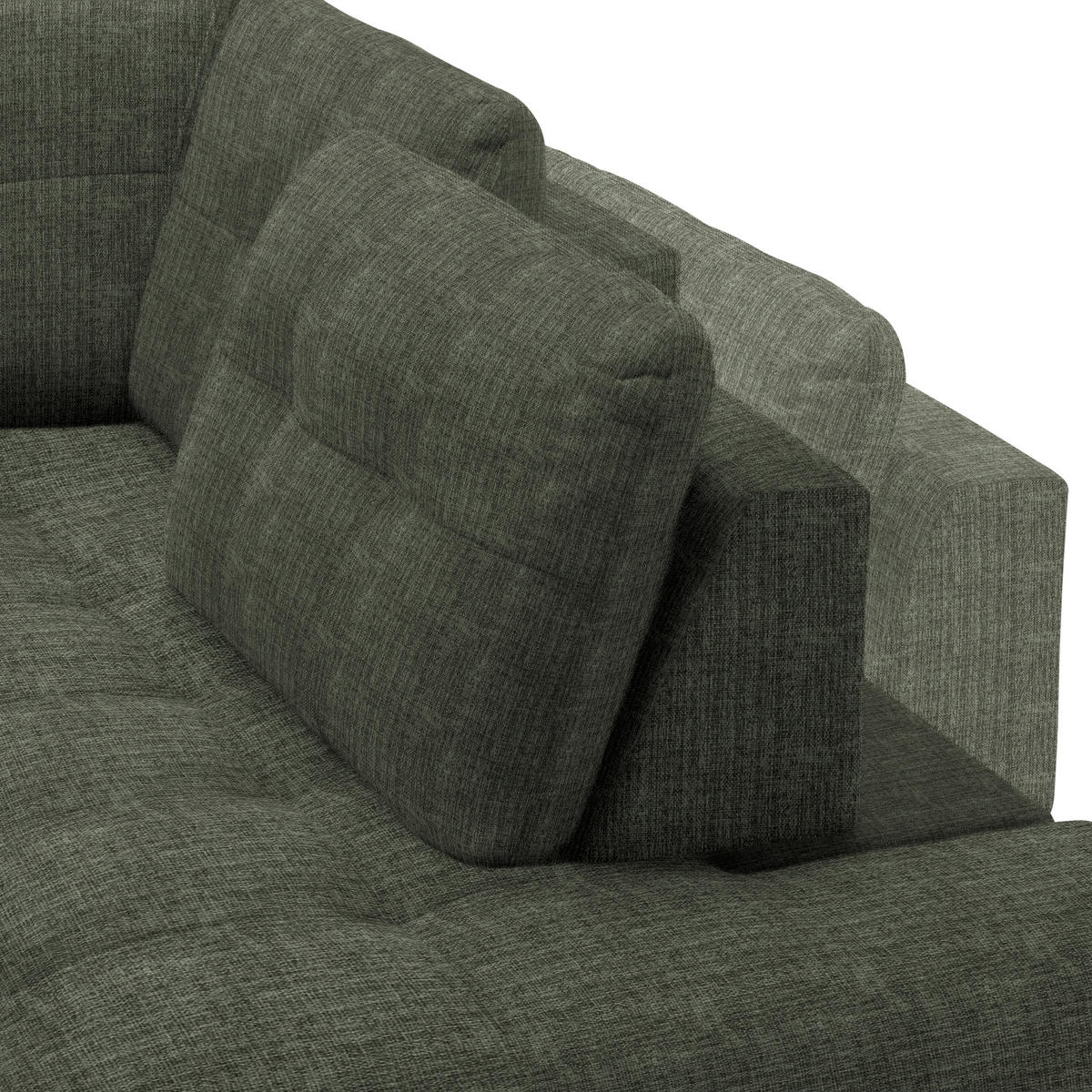 ECKSOFA in Flachgewebe, Leinenoptik Grün  - Schwarz/Grün, Modern, Textil/Metall (247/208cm) - Xora