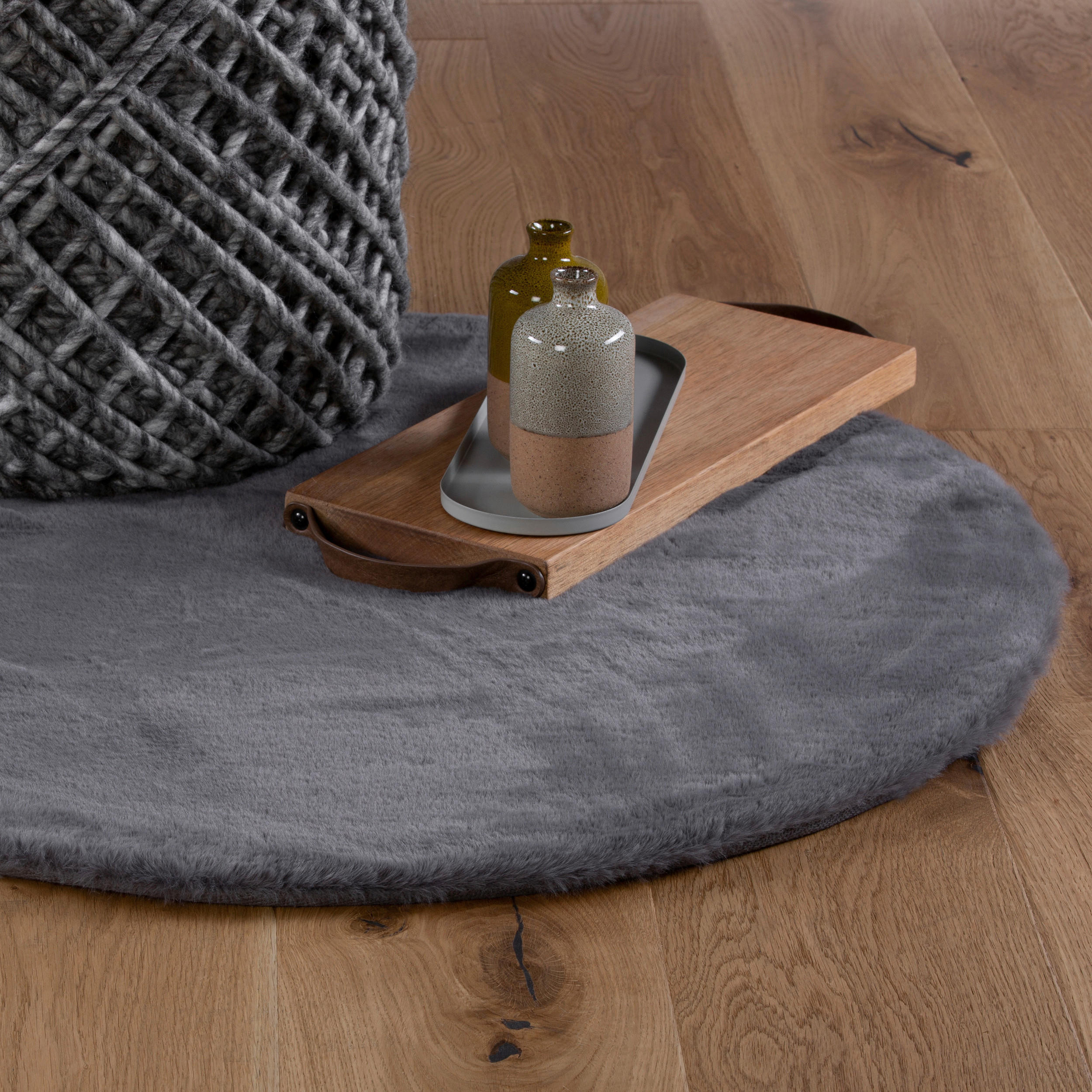 COVOR CU FIR LUNG  My Cha Cha  - gri, Konventionell, textil (80cm) - Novel
