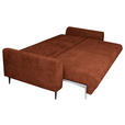 SCHLAFSOFA  mit Liegefunktion, Schlafen auf Sitzhöhe, Rücken echt Chenille Terracotta  - Terracotta/Schwarz, KONVENTIONELL, Textil/Metall (235/90/104cm) - Carryhome
