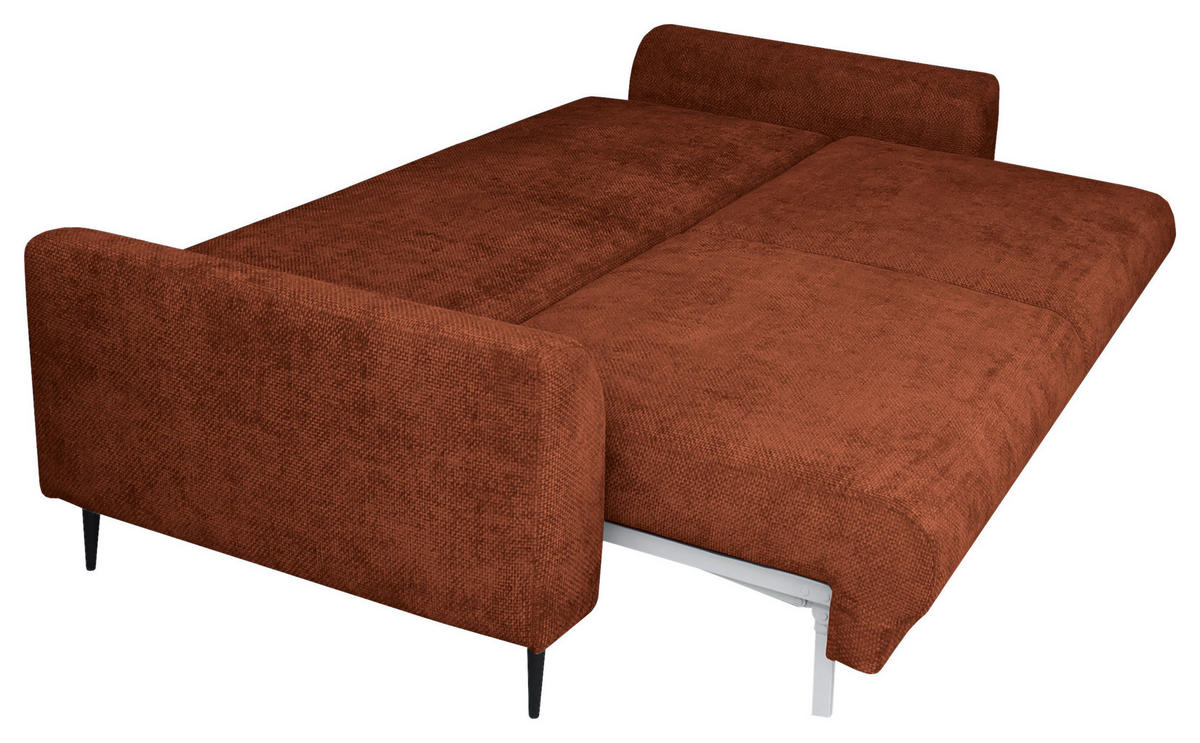 SCHLAFSOFA  mit Liegefunktion, Schlafen auf Sitzhöhe, Rücken echt Chenille Terracotta  - Terracotta/Schwarz, KONVENTIONELL, Textil/Metall (235/90/104cm) - Carryhome