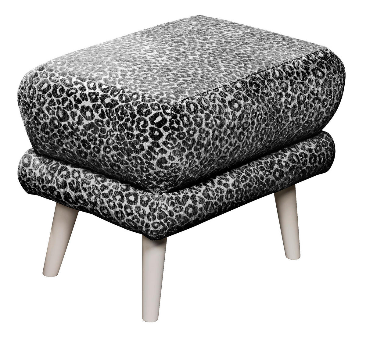 HOCKER Textil Schwarz, Weiss  - Kaschmir/Weiss, Modern, Holzwerkstoff/Textil (63/43/42cm) - MID.YOU