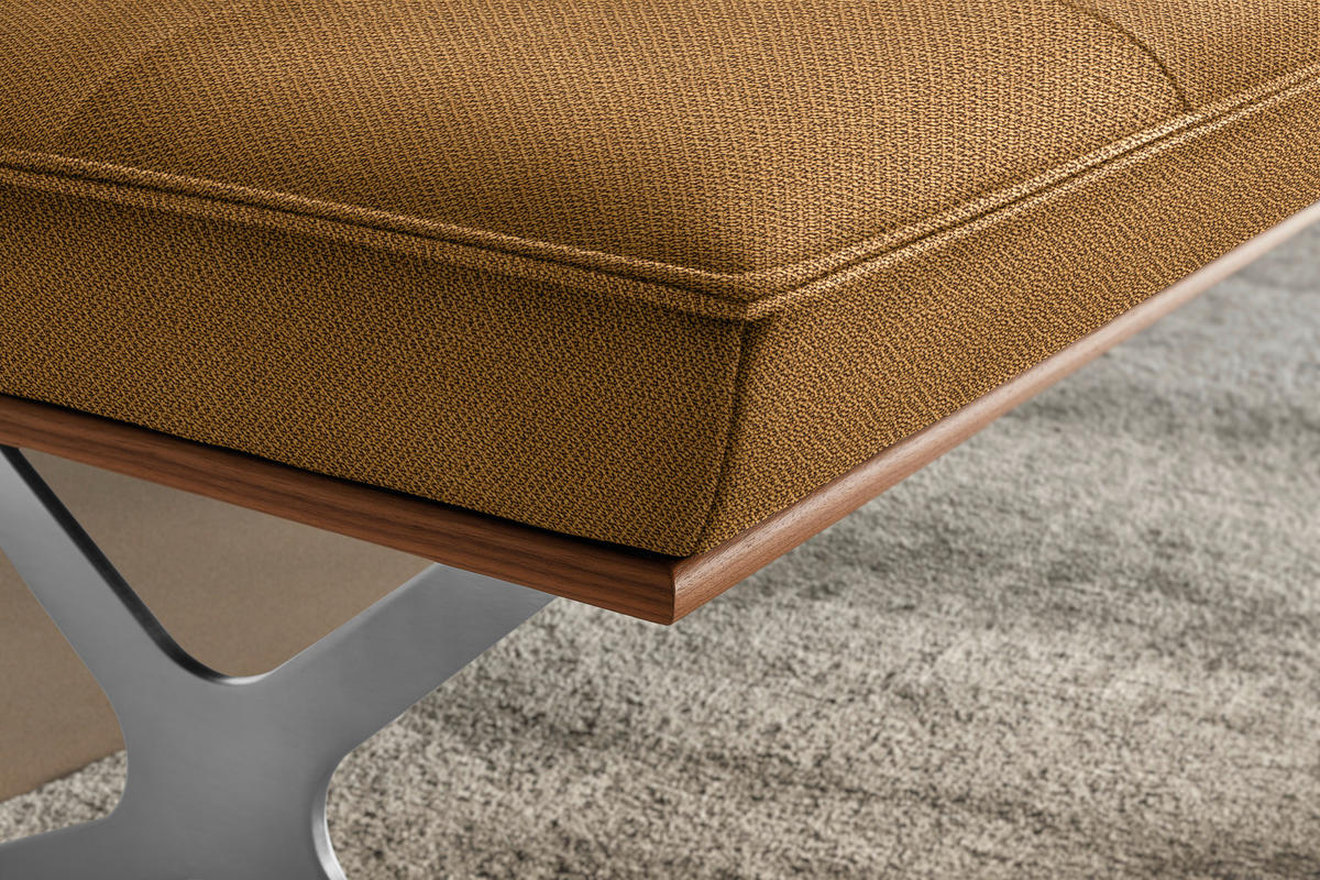 SITZBANK in Holz, Textil Nussbaumfarben, Nickelfarben, Currygelb  - Currygelb/Edelstahlfarben, Design, Holz/Textil (214/88/66cm) - Koinor