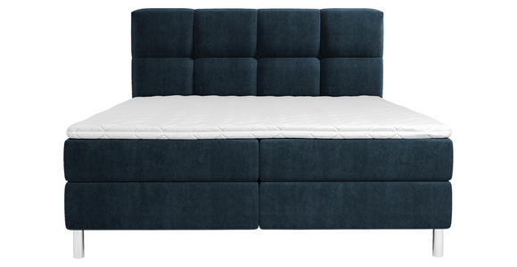 BOXBETT 180/200 cm in Dunkelblau - Chromfarben/Dunkelblau, Design, Holz/Holzwerkstoff (180/200cm) - Esposa