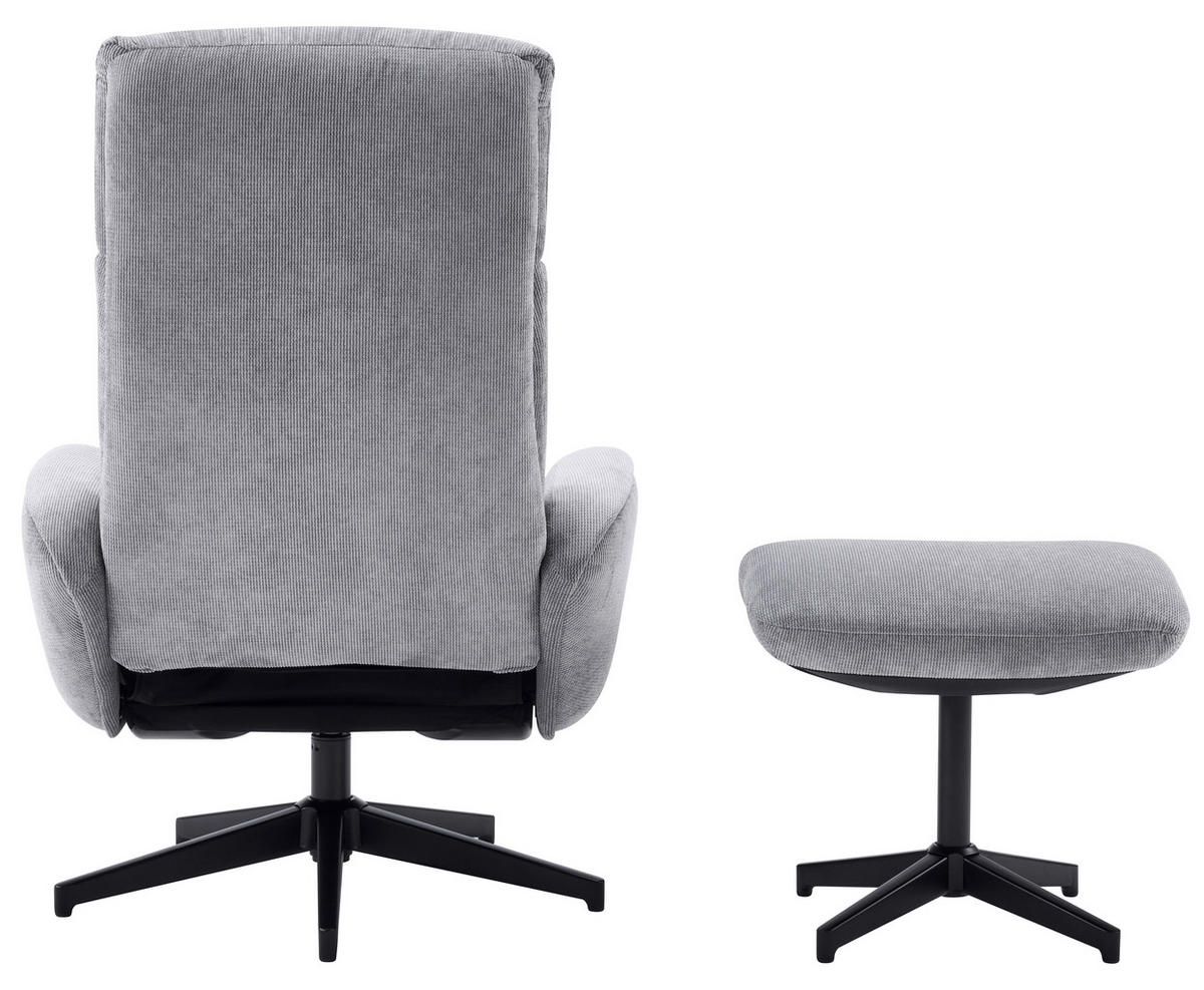 RELAXSESSELSET BASTY Webstoff Hocker    - Schwarz/Grau, Design, Textil/Metall (75/107/77cm) - Livetastic