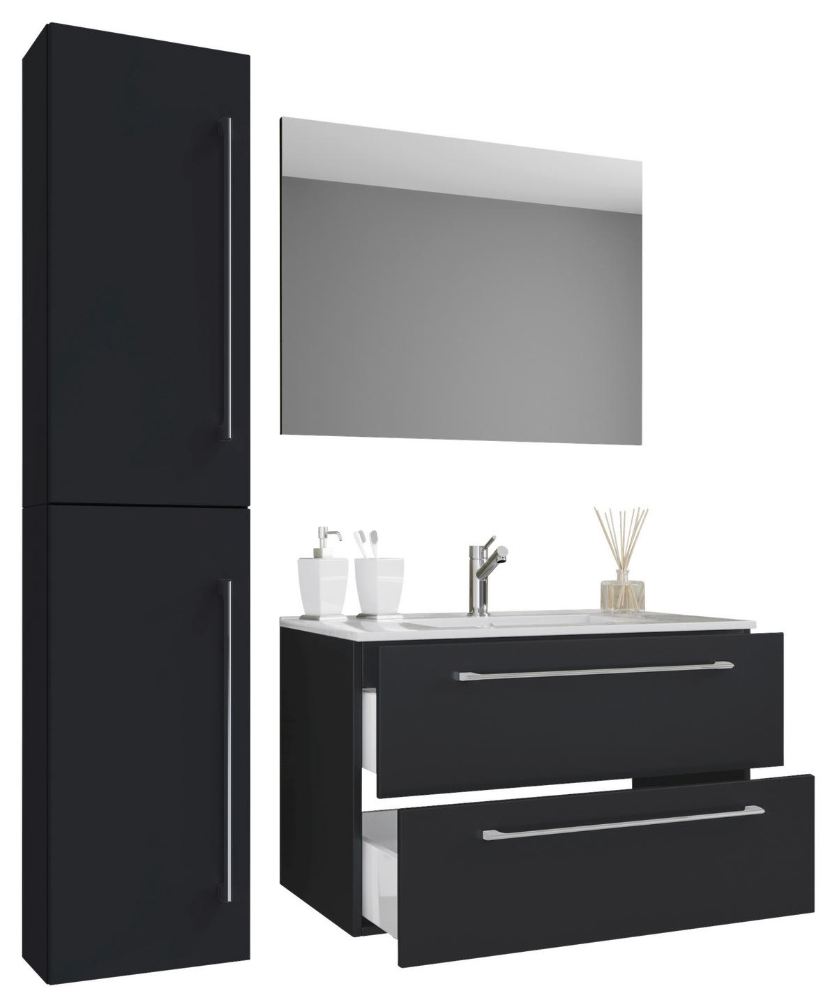 BADEZIMMER  in 113/51,6/46,4 cm  - Schwarz/Weiß, MODERN, Keramik/Holzwerkstoff (113/51,6/46,4cm) - MID.YOU