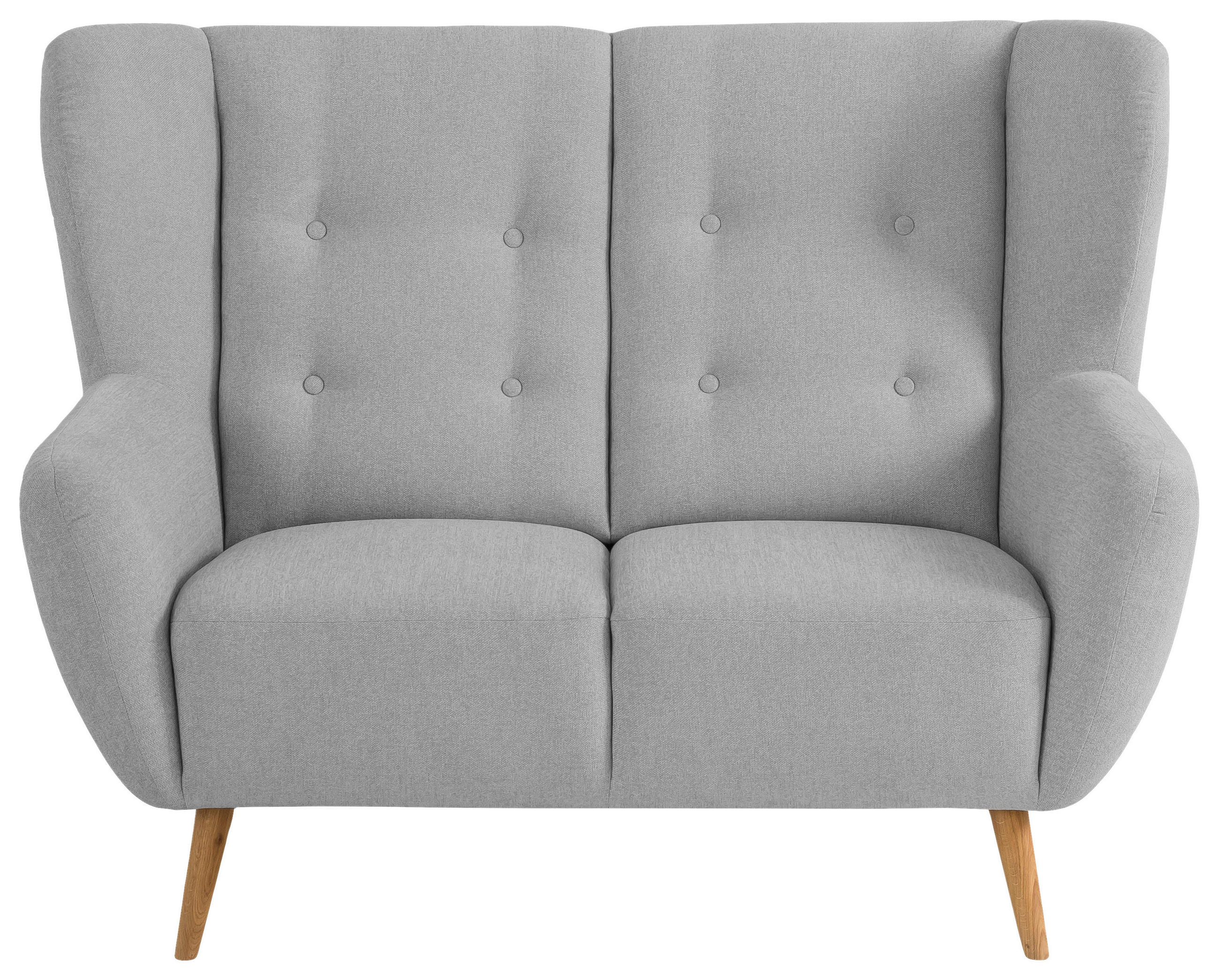 2-SITZER-SOFA Mikrovelours Silberfarben  - Eichefarben/Silberfarben, Design, Holz/Textil (140/102/92cm) - Livetastic