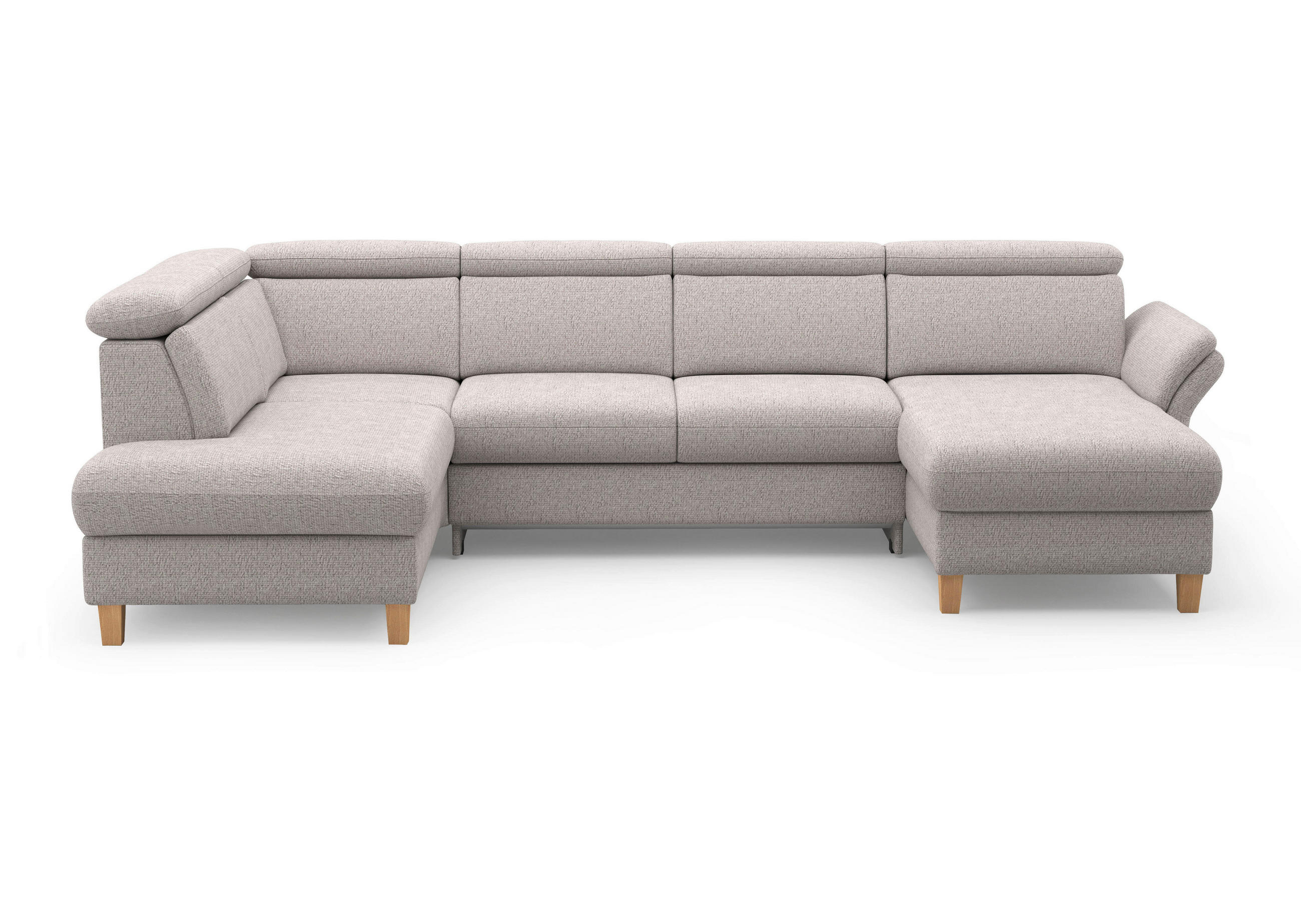 WOHNLANDSCHAFT GLENDALE E Silberfarben Chenille  - Eichefarben/Silberfarben, KONVENTIONELL, Holz/Textil (193/321/166cm) - Sit & More