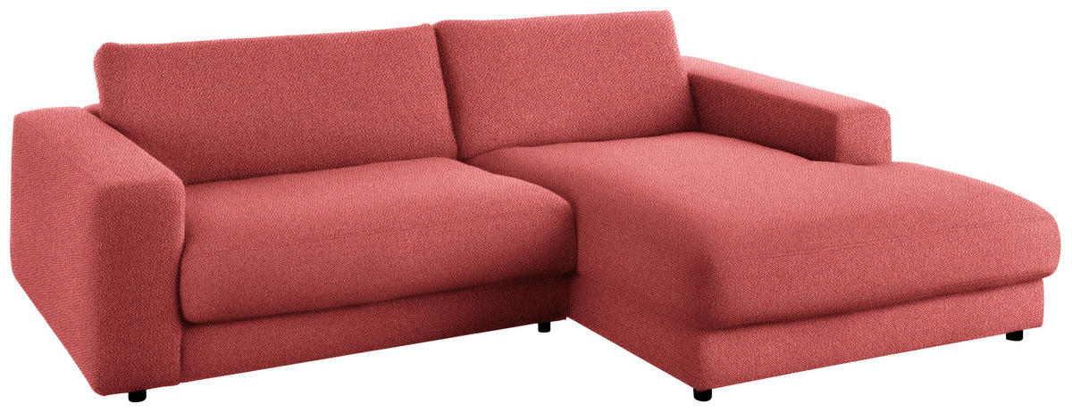 ECKSOFA in Flachgewebe Koralle  - Koralle/Schwarz, Design, Kunststoff/Textil (270/190cm) - Lomoco