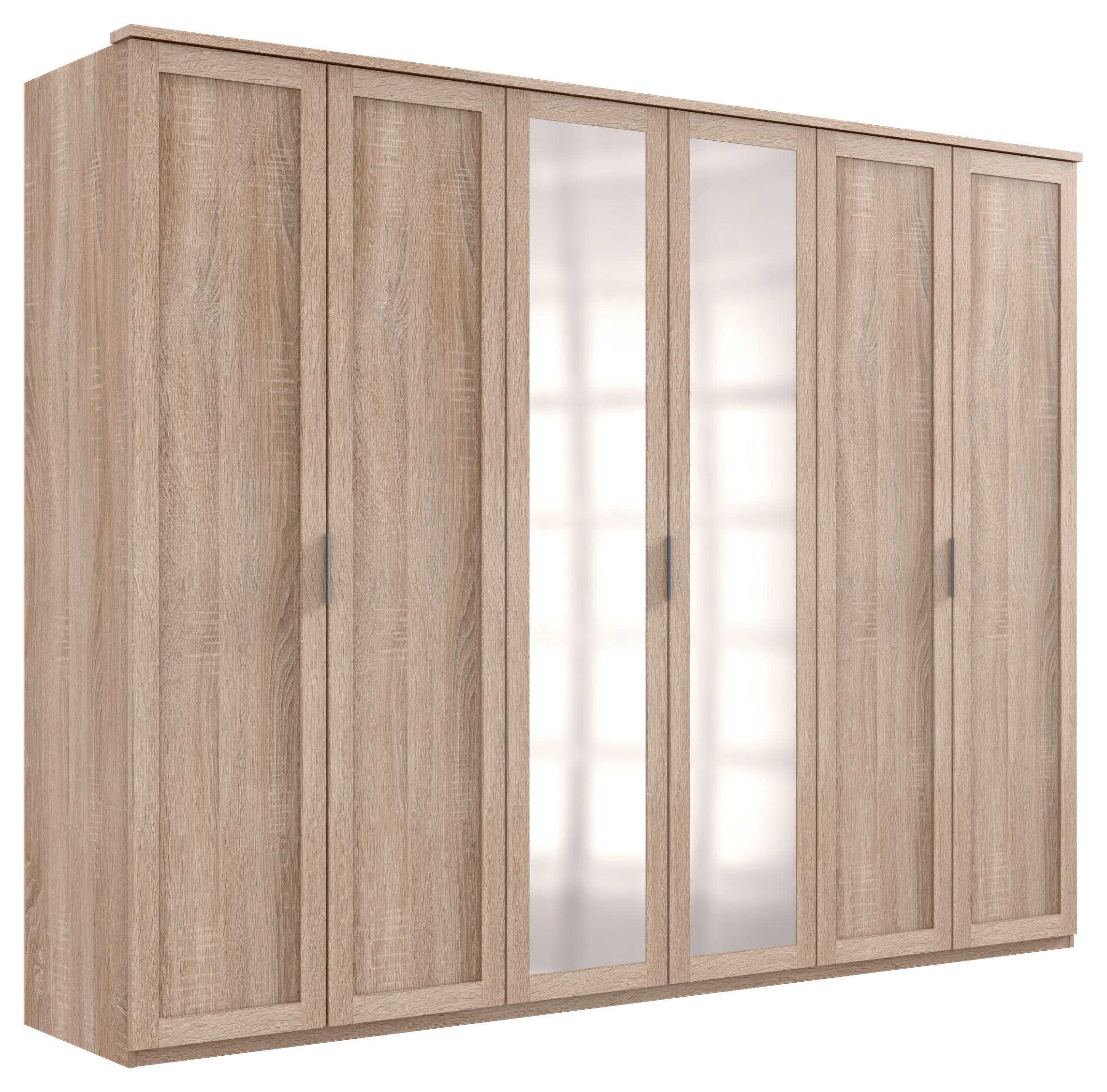 SKRIŇA S OTOČNÝMI DVERAMI, farba duba, 270/210/58 cm - farba duba/strieborná, Konventionell, kompozitné drevo/sklo (270/210/58cm) - MID.YOU