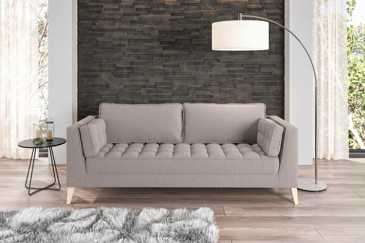 3-SITS SOFFA i bouclé taupe  - taupe/naturfärgad, Design, trämaterial/textil (170/95/85cm) - MID.YOU