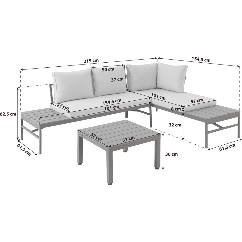 Thumbnail - Ambia Garden Loungegarnitur, Braun, Grau, Metall, Kunststoff, Textil, Füllung: Komfortschaum,Komfortschaum, 215x154.5 cm...