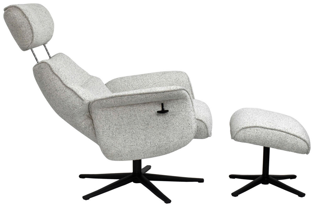 RELAXSESSELSET Bouclé    - Creme/Schwarz, Design, Holz/Textil (77/108/81cm) - Livetastic