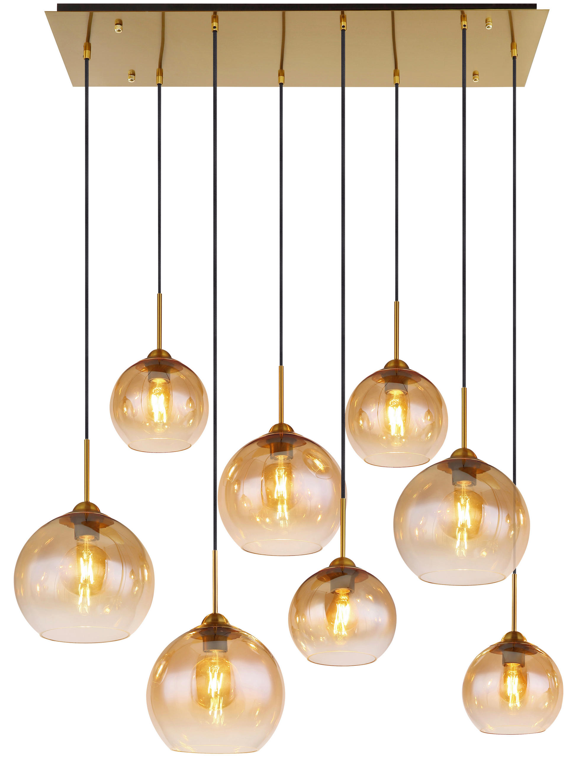 HÄNGELEUCHTE 106/46/150 cm   - Klar/Messingfarben, Design, Glas/Metall (106/46/150cm) - Globo