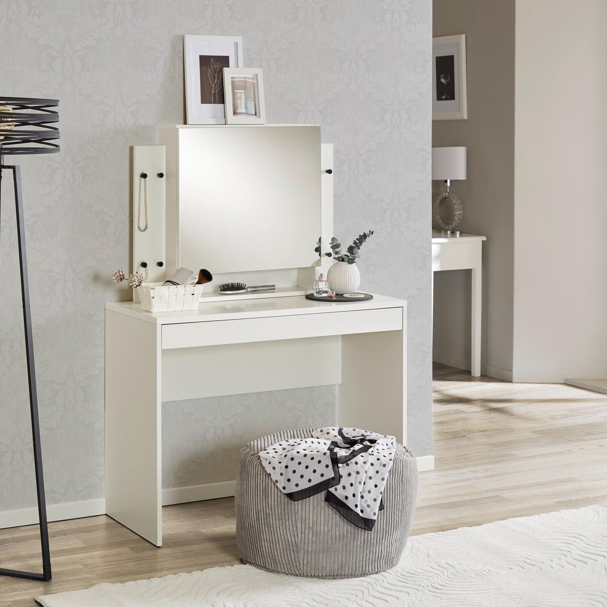 SCHMINKTISCH Weiß  - Weiß, MODERN, Holzwerkstoff (100/76/45cm) - Boxxx
