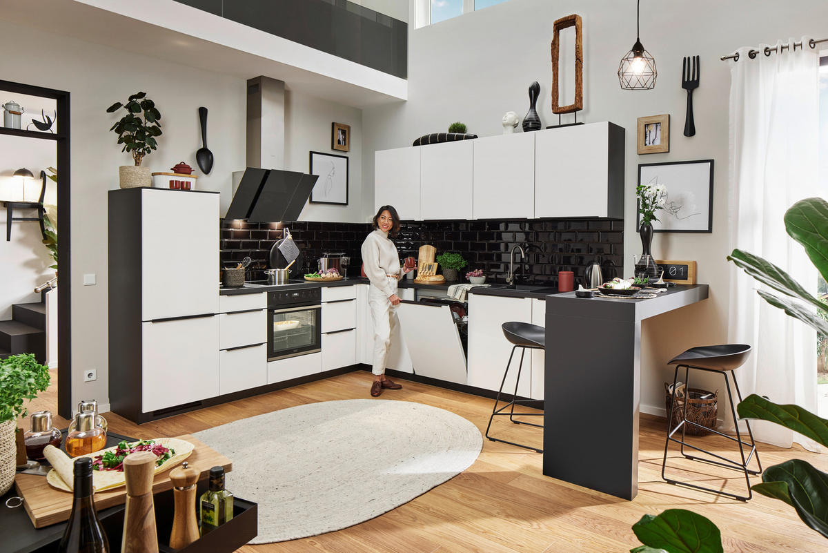 EINBAUKÜCHE   - Weiß, Design, Holzwerkstoff - Celina
