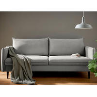 3-SITZER-SOFA JULI Samt Grau  - Schwarz/Grau, Design, Holz/Textil (203/86/100cm) - P & B