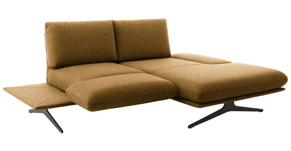 ECKSOFA  in Flachgewebe Currygelb Rücken echt, Armteilverstellung, Drehsitzfunktion  234/155 cm  - Currygelb/Schwarz, Design, Textil/Metall (234/155cm) - Dieter Knoll