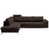 ECKSOFA in Echtleder Dunkelbraun  - Chromfarben/Dunkelbraun, Design, Leder/Metall (200/281cm) - Pure Home Lifestyle
