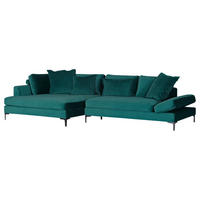 SOFFA i textil grön  - grön/svart, Klassisk, metall/textil (180/331cm) - Livetastic