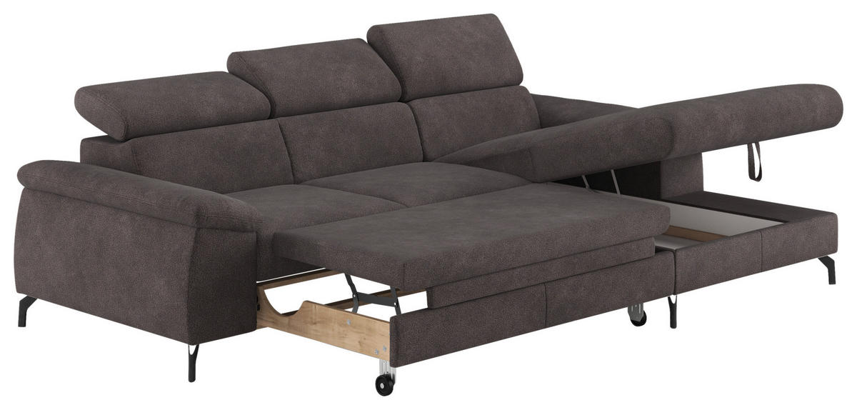 ECKSOFA in Webstoff Anthrazit  - Anthrazit/Schwarz, Design, Textil/Metall (244/166cm) - Livetastic