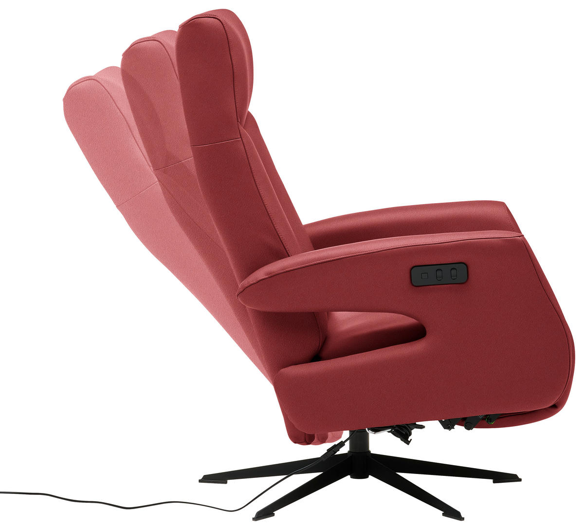 RELAXSESSEL Echtleder Relaxfunktion    - Rot/Schwarz, Design, Leder/Metall (74/105/82cm) - Welnova