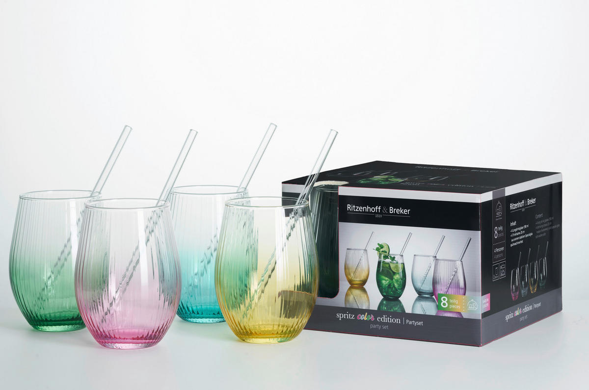 GLASSET Spritz Color Edition 4 delar  - klar/pink, Klassisk, glas (20/20/14cm) - Ritzenhoff Breker