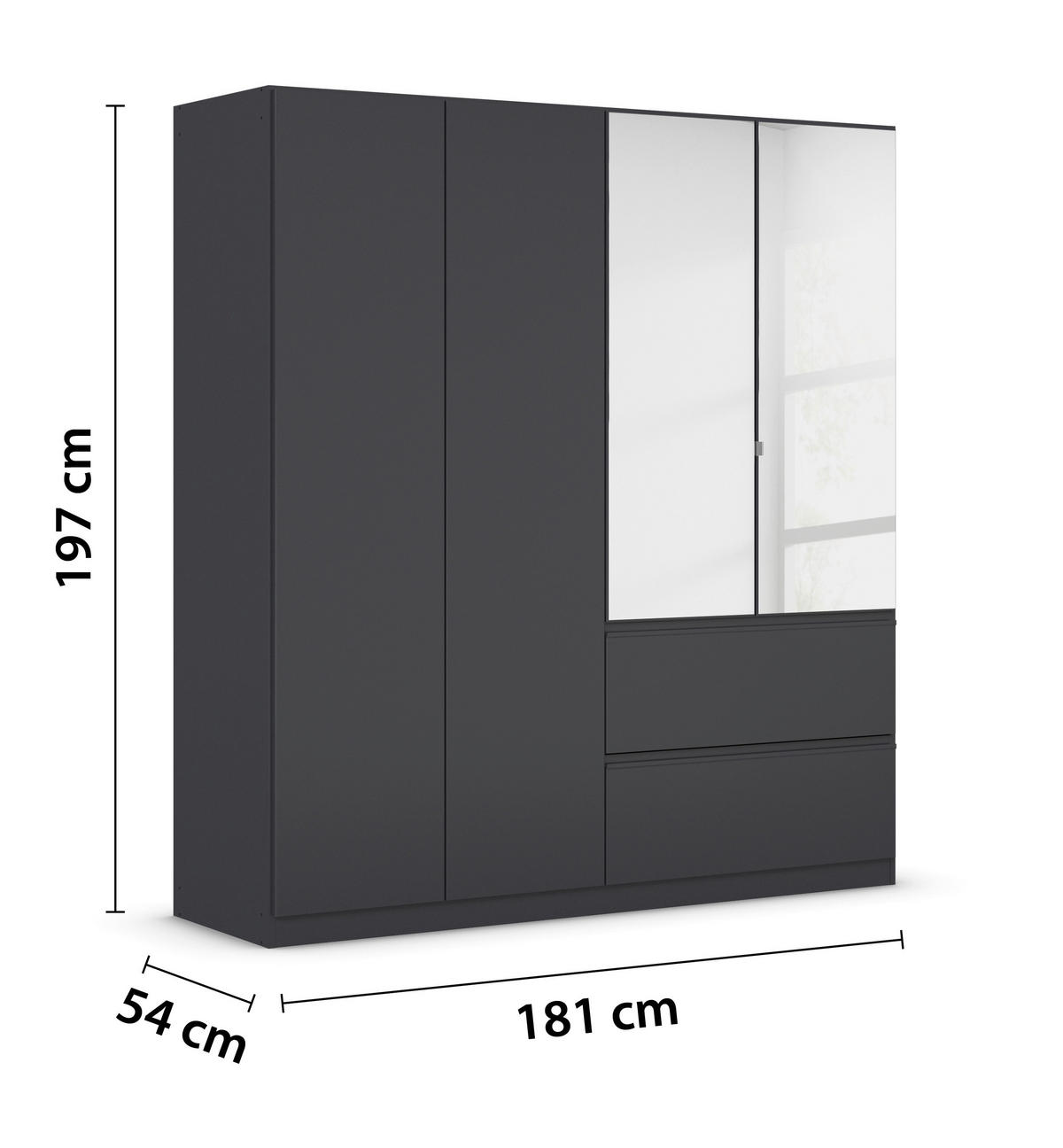 DREHTÜRENSCHRANK in Grau  - Grau, Modern, Holzwerkstoff (181/197/54cm) - Rauch Möbel