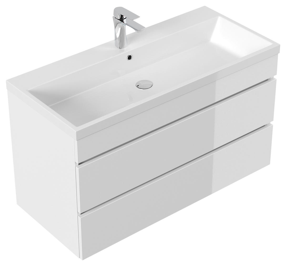 WASCHTISCHKOMBI 100 cm  - Weiß Hochglanz, Basics, Holzwerkstoff (100cm) - MID.YOU