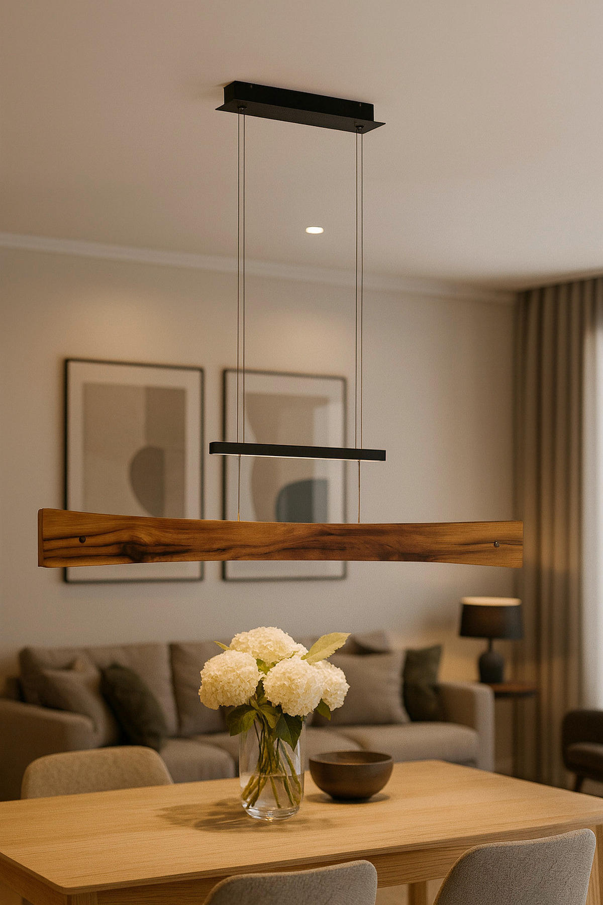 LED-HÄNGELEUCHTE 118/9/165 cm  - Eiche dunkel, Natur, Holz/Metall (118/9/165cm) - Waldwelt