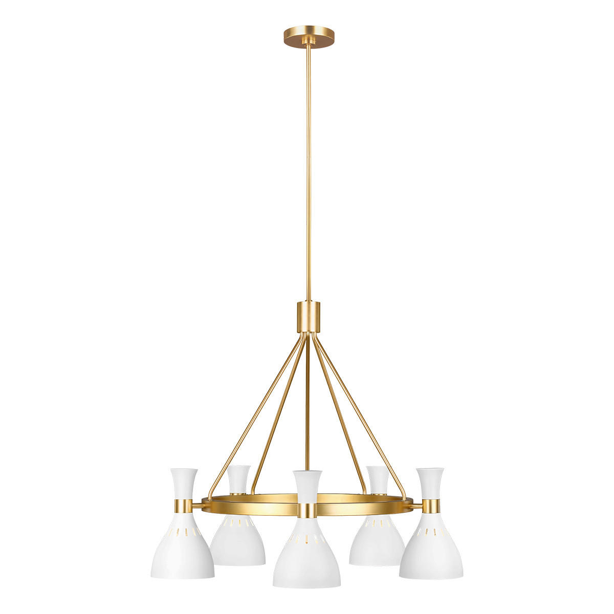 KRONLEUCHTER Joan 81.3/89.3  cm  - Messingfarben/Weiß, KONVENTIONELL, Metall (81.3/89.3 cm) - Elstead Lighting