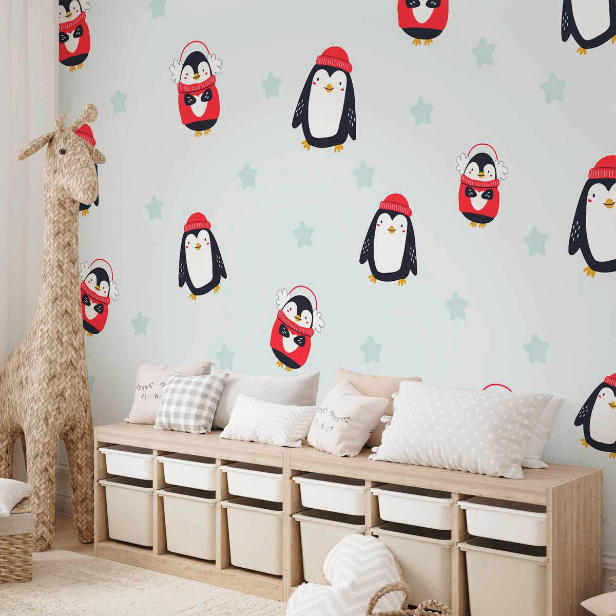 FOTOTAPET 400/280 cm  - röd/pastellblå, Lifestyle, textil (400/280cm) - artgeist