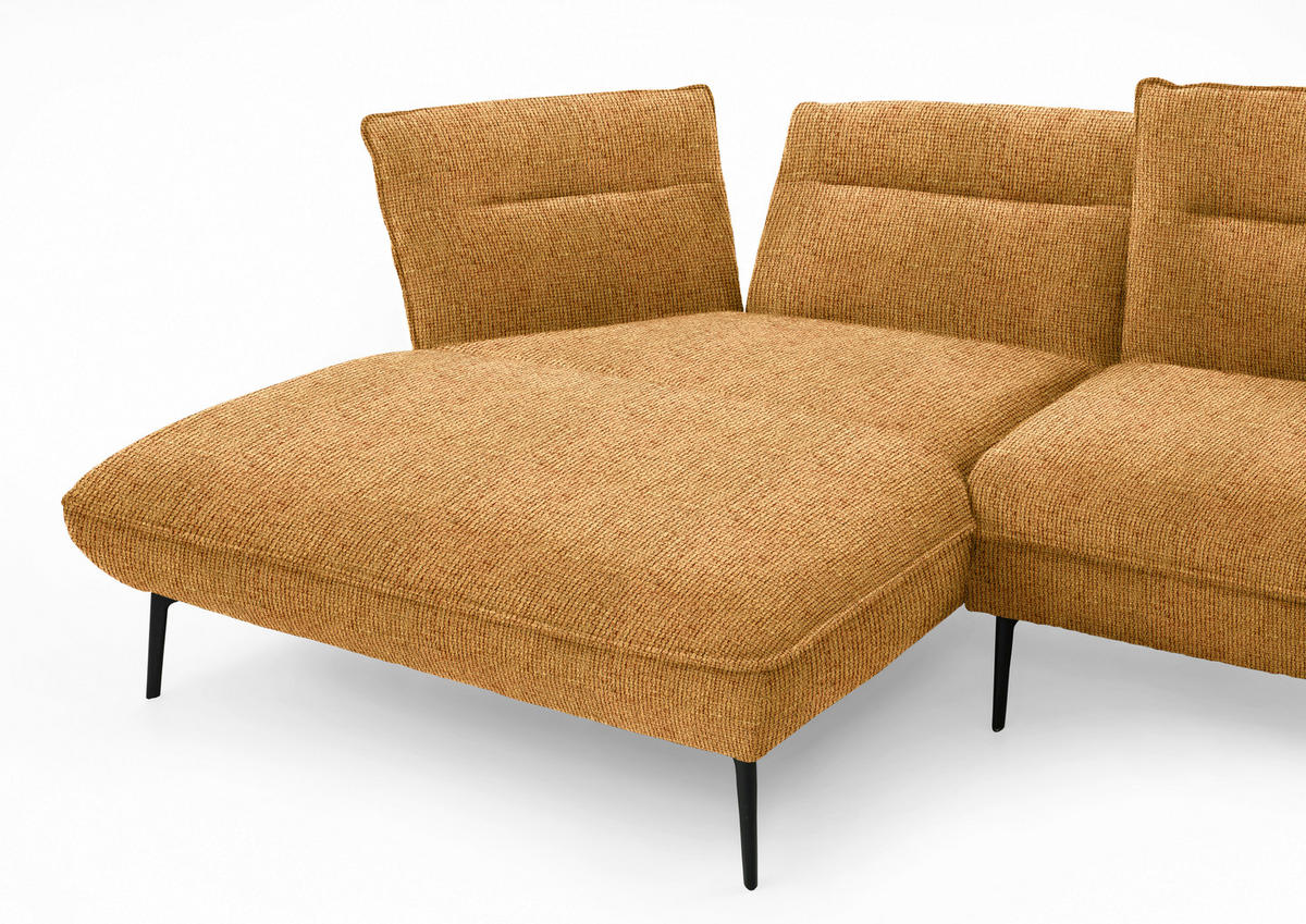 ECKSOFA in Flachgewebe Currygelb  - Currygelb/Schwarz, Design, Textil/Metall (153/339cm) - Moderano