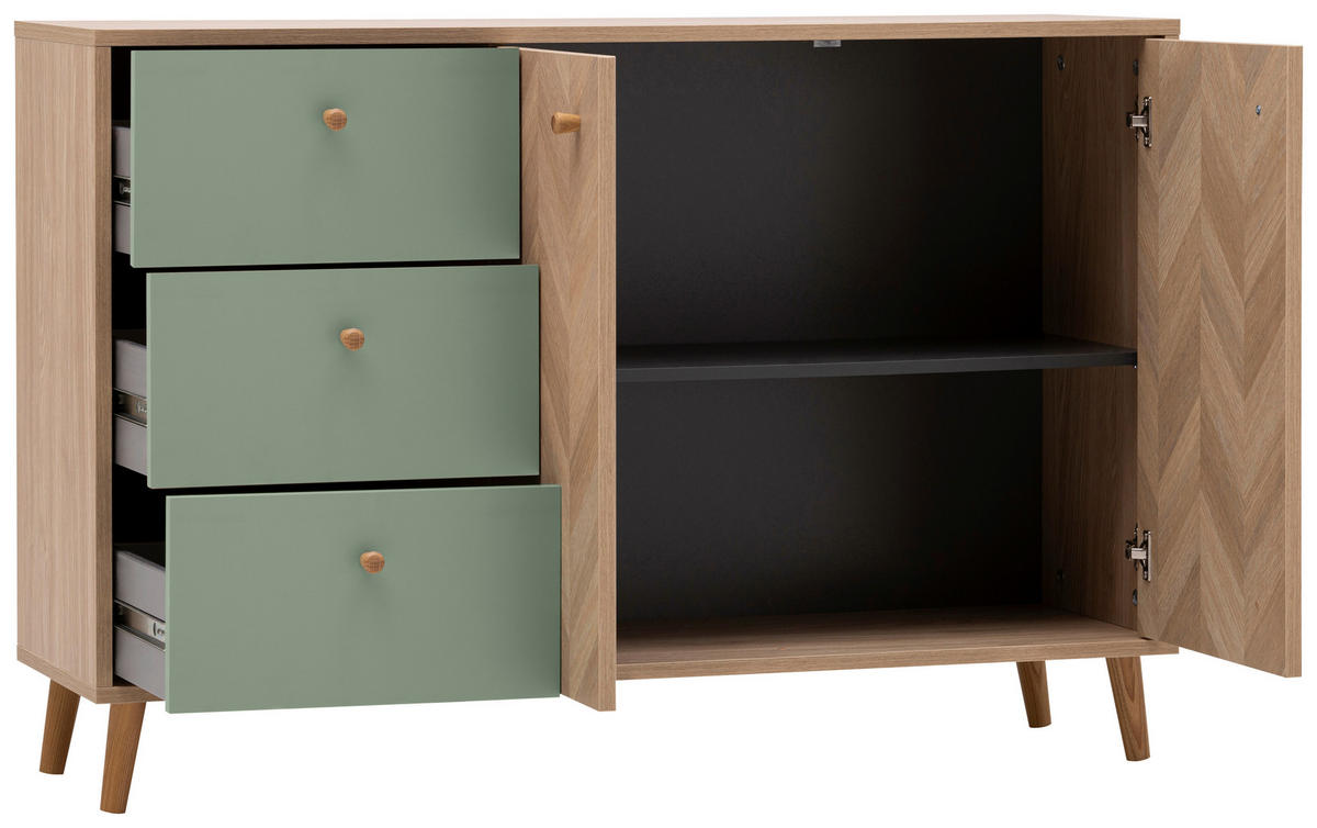 SIDEBOARD  109/73,9/33,05 cm 3 Schublade(n)  - Eichefarben/Grün, Design, Holz/Holzwerkstoff (109/73,9/33,05cm) - MID.YOU