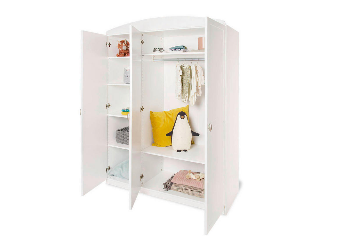 BABYKLEIDERSCHRANK PINOLINO LAURA  - Alufarben/Weiß, Trend, Holzwerkstoff/Kunststoff (135/192/57cm) - Pinolino
