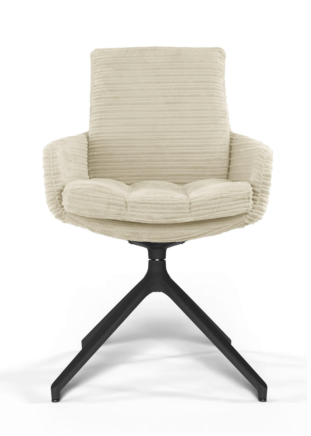 ARMLEHNSTUHL  Beinauswahl, Sitzfläche 360° drehbar, Stoff-/Lederauswahl gerippt  Beige  - Beige/Schwarz, Design, Textil/Metall (60/91/62cm) - Valdera
