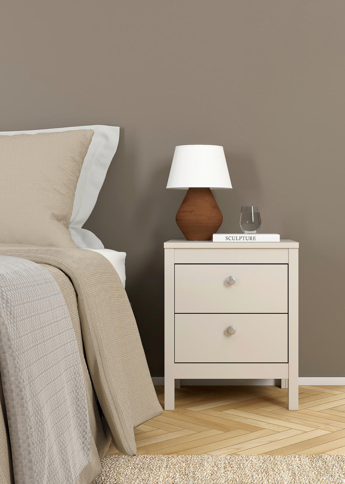 Noptieră, 43,8/54,1/38,4 cm, brad douglas, molid, pin, larice, brad cașmir - maro/argintiu, Basics, metal/lemn (43,8/54,1/38,4cm) - MID.YOU