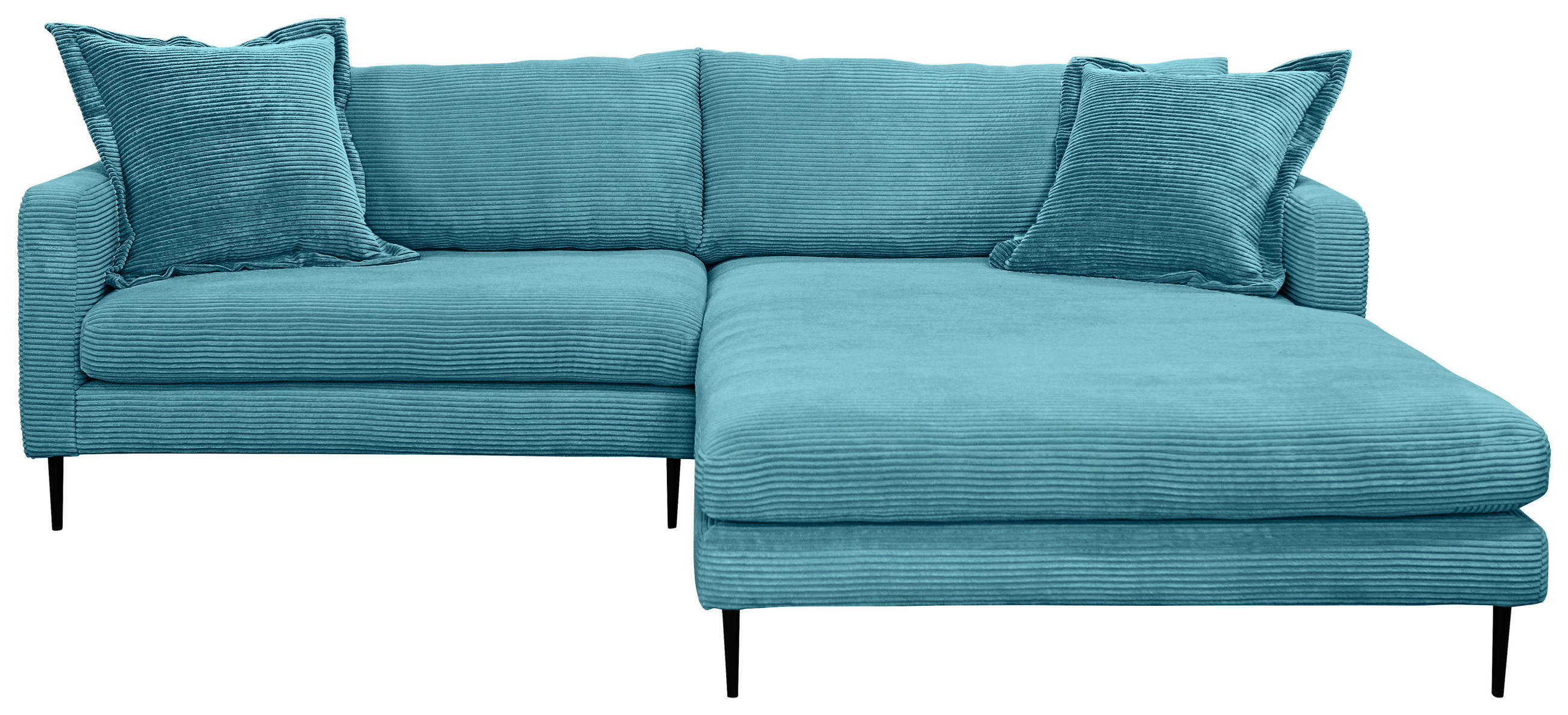 ECKSOFA in Cord Hellblau  268/193 cm  - Schwarz/Hellblau, Design, Textil/Metall (268/193cm) - P & B
