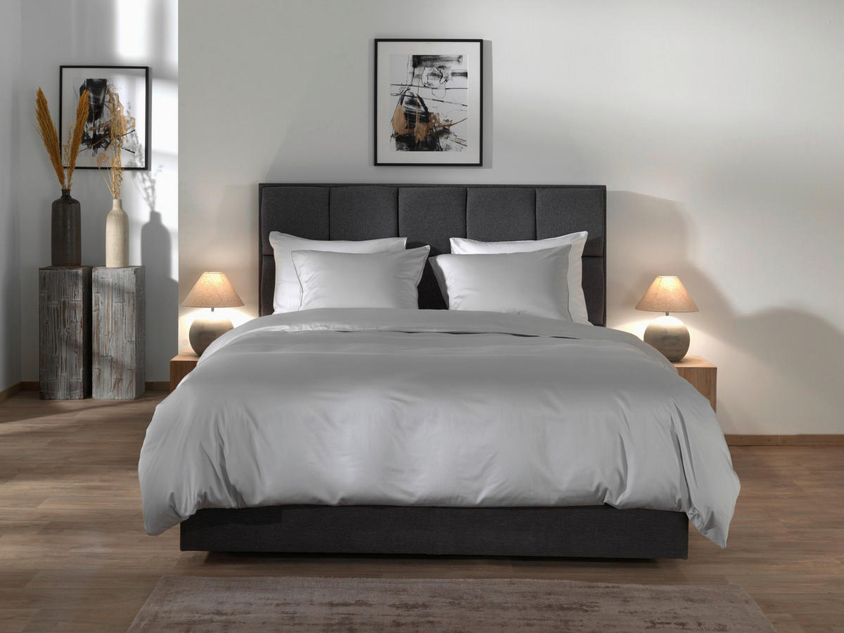 BETTWÄSCHE 2-teilig Suite-Dubai Makosatin 135/200 cm  - Hellgrau, Basics, Textil (135/200cm)